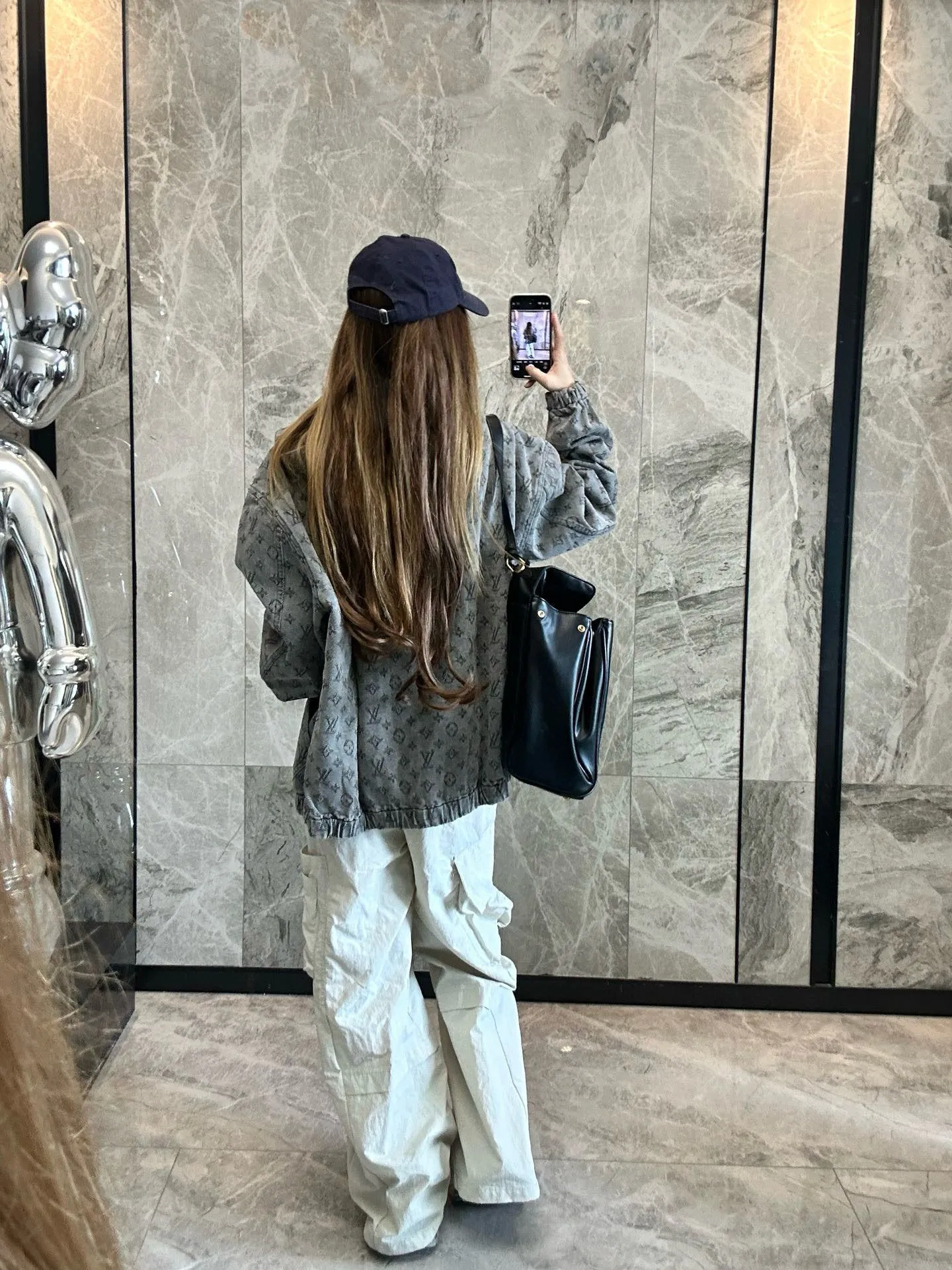 Louis/Louis Vuitton 25Fw allover printed old flower jacquard zipper hooded denim jacket
